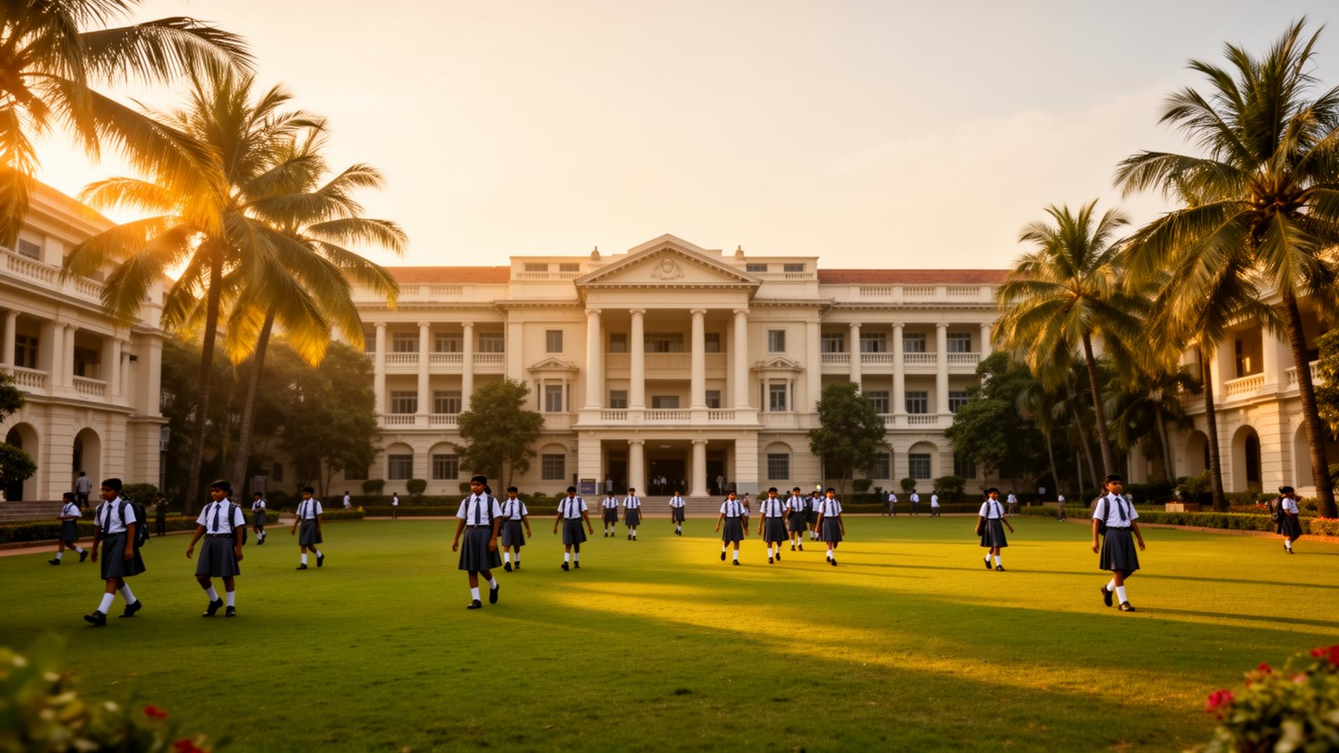 S.M. Matric Hr. Sec. School campus at golden hour
